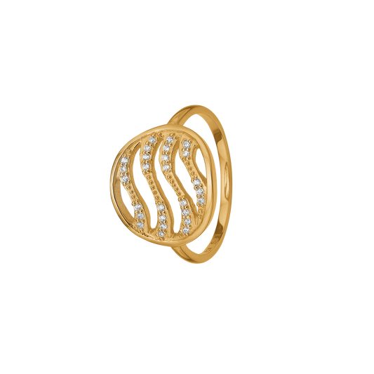 Ring Bølger 8 Karat Guld med Cubic Zirkonia