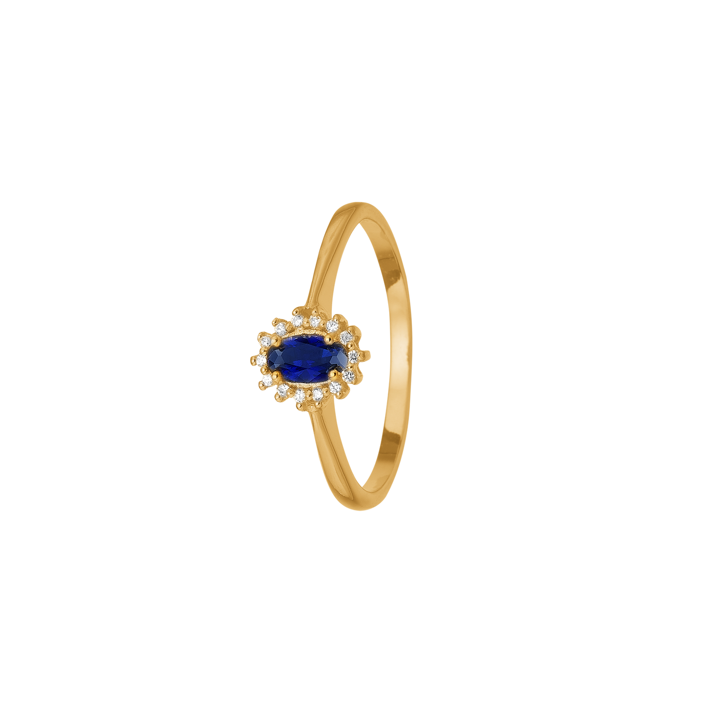 Ring 8 Karat Guld Safir x 1 Diamanter 16 x 0,0025 Ct. W/PI