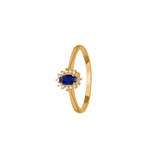 Ring 8 Karat Guld Safir x 1 Diamanter 16 x 0,0025 Ct. W/PI