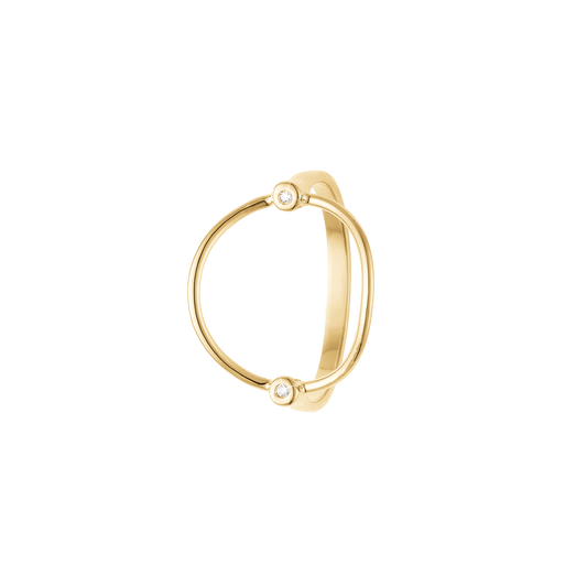 Ring Dobbelt Cirkel med 2 Cubic Zirkonia 8 Karat Guld