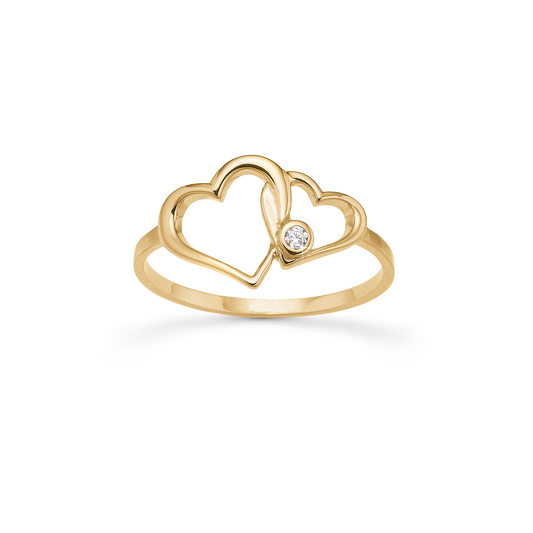 Ring Hjerter LG Diamant 8 Karat Guld