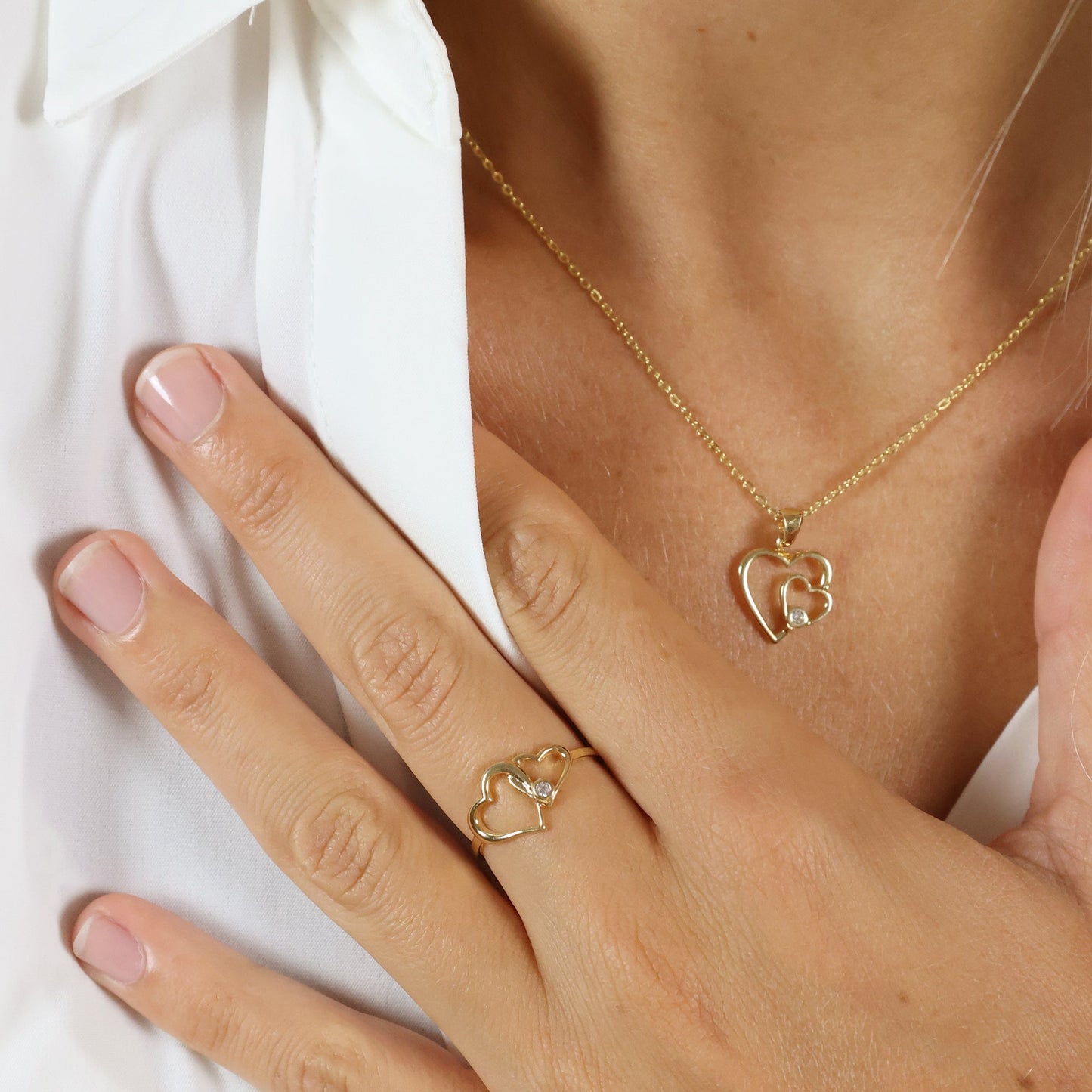 Ring Hjerter LG Diamant 8 Karat Guld