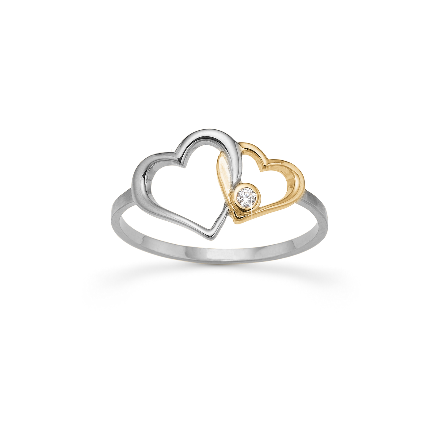Ring Hjerter LG Diamant 8 Karat Guld Sterling Sølv