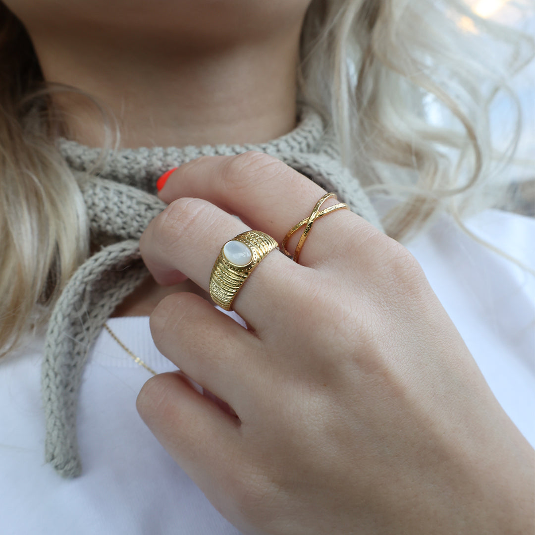 Ring Kryds Forgyldt Sterling Sølv