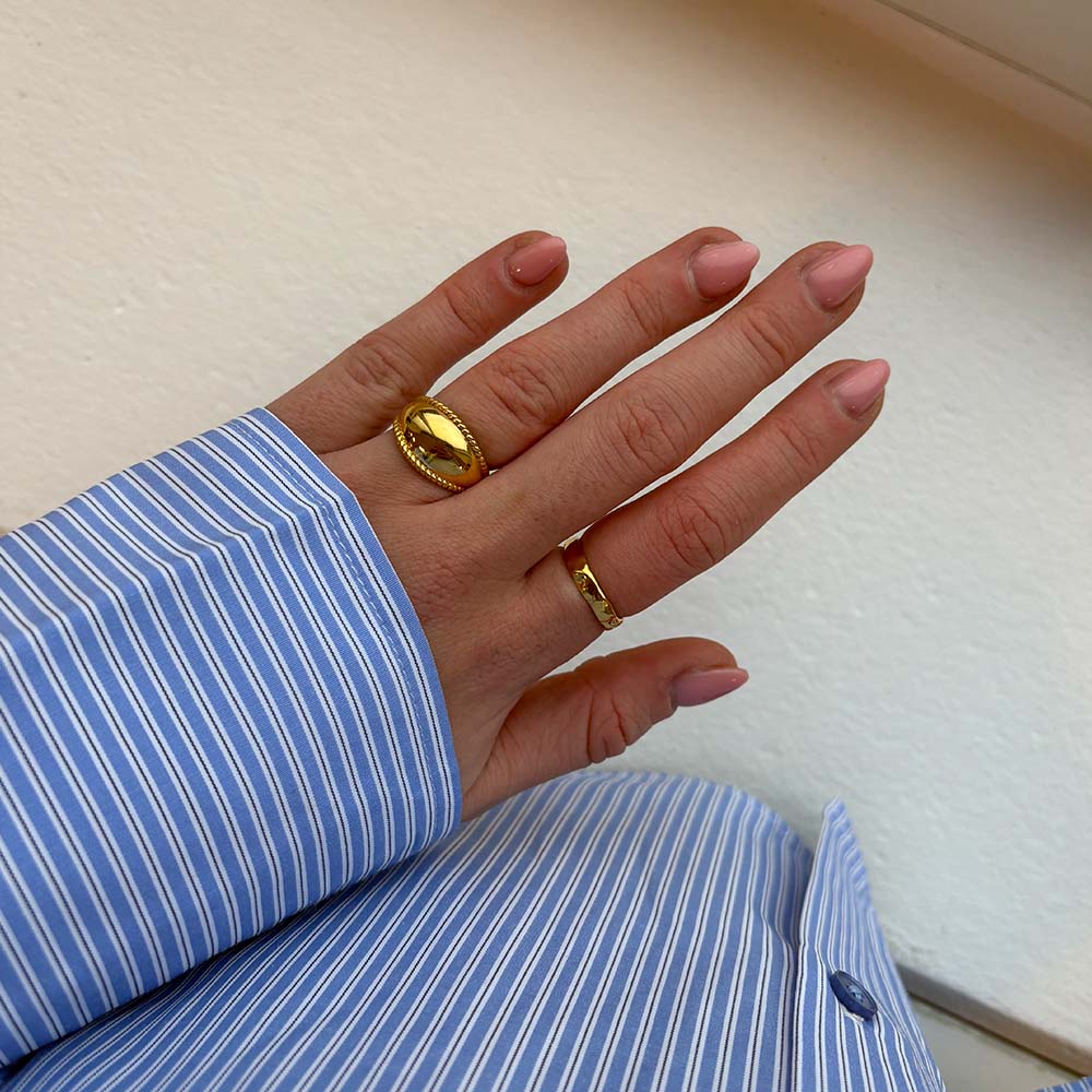 Ring Bue Forgyldt Sterling Sølv