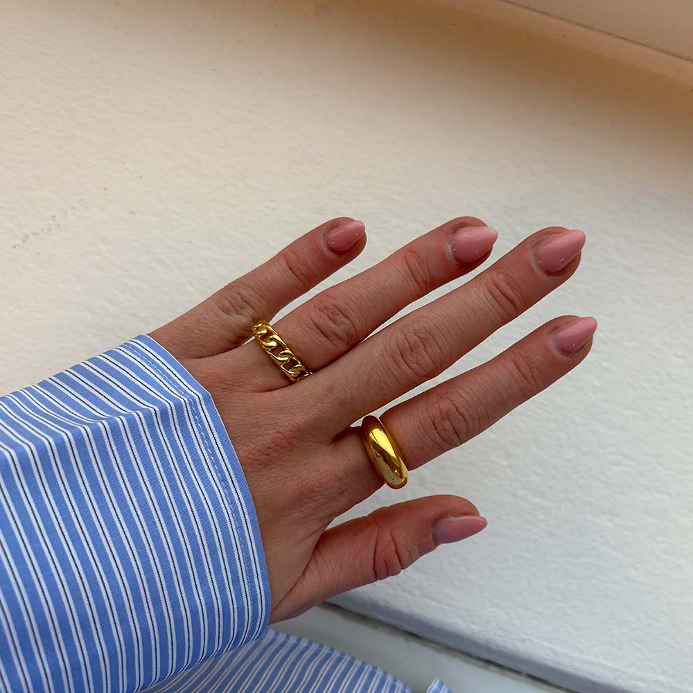 Ring Lænke Forgyldt Sterling Sølv