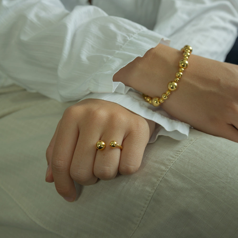 Ring Kugle Forgyldt Sterling Sølv