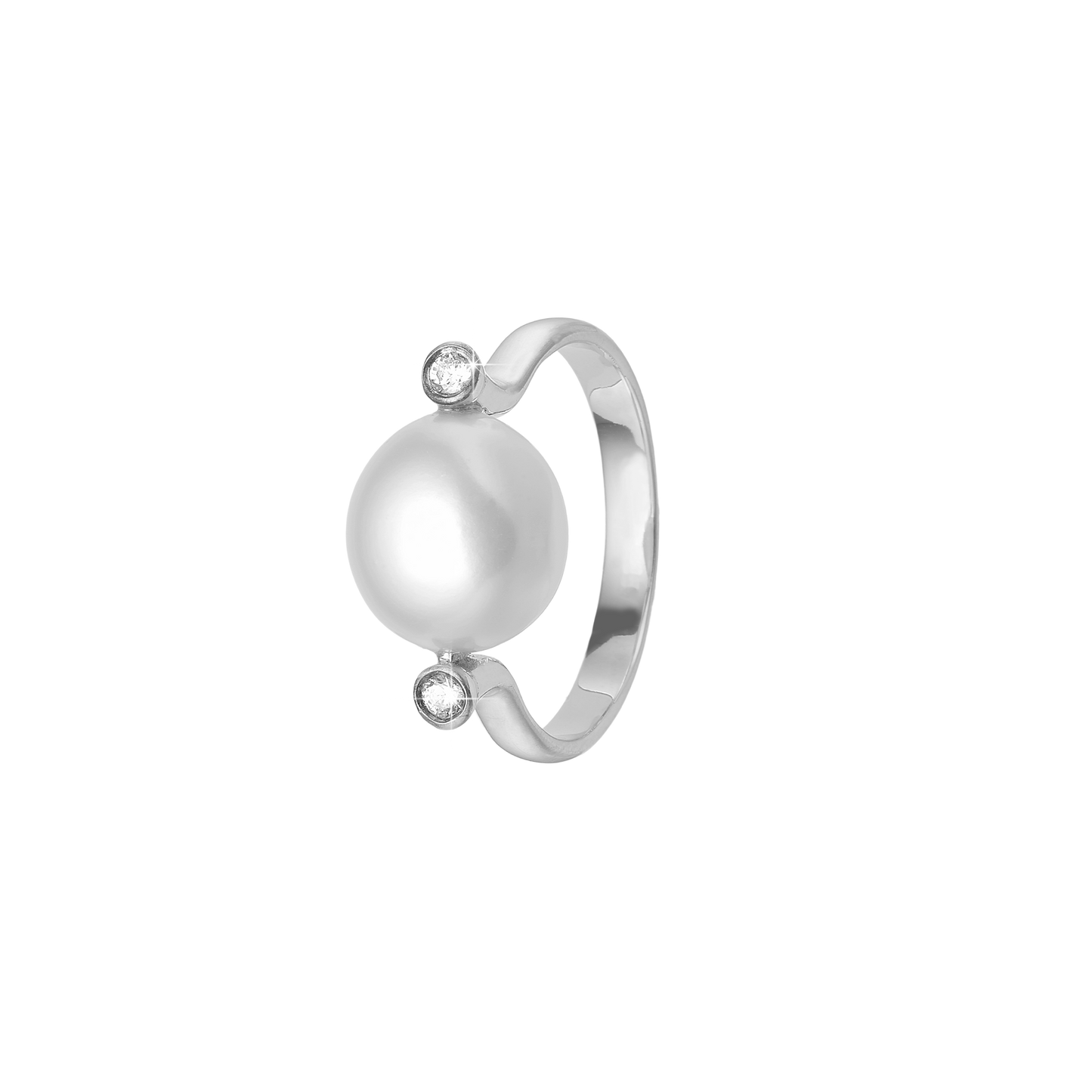 Ring Barok Perle med 2 Cubic Zirkonia Sterling Sølv