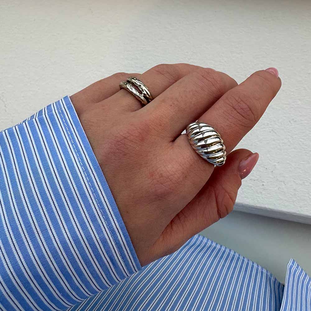 Ring Bølger Sterling Sølv