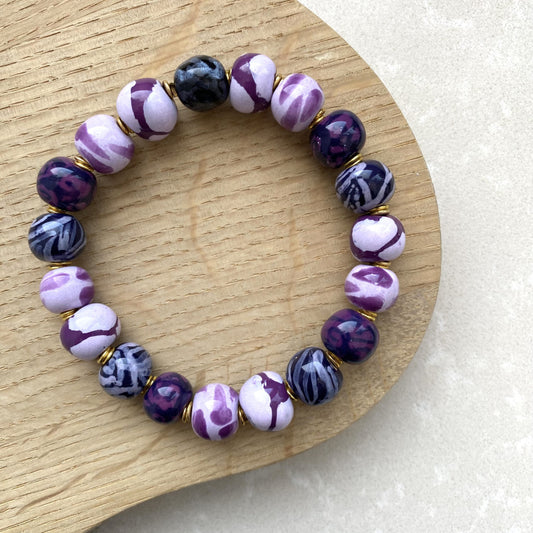 Perlearmbånd elastik - Purple match