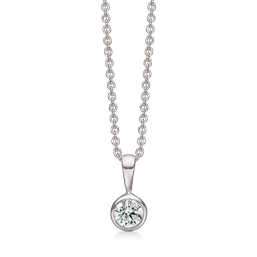 Sølv collier 5 mm. synt. cub zirconia med rørfatning