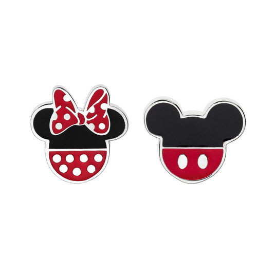 Sølv ørestikker Mickey på den ene og Minnie Mouse  den anden.