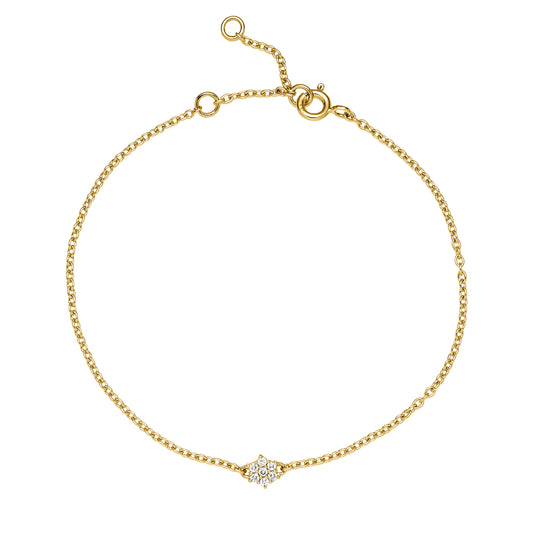 14 kt. guld armbånd roset med diamanter 7x0,01ct. W.SI. 16-17,5-19cm