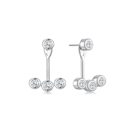 Sølv ørestikker rhodineret to i en 3  cubic zirconia på bue