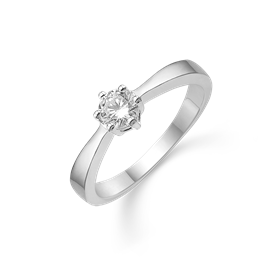 Sølv ring 4,50 mm syntetisk cubic zirconia med 6 grabber