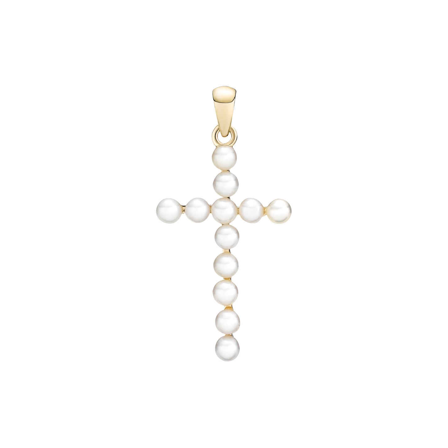 8 kt. guldvedhæng kors 25x15mm med ferksvandsperler