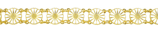 Marguerit armbånd, 24 kt guldbelagt sælv,  hvid emalje, L 19 cm.