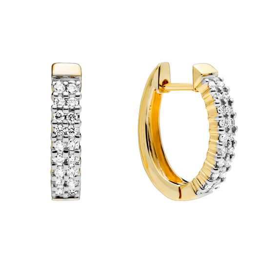 14 kt. guld creol med diamant 0,34ct. TC. SI2 Oval diameter 16mmx14mm