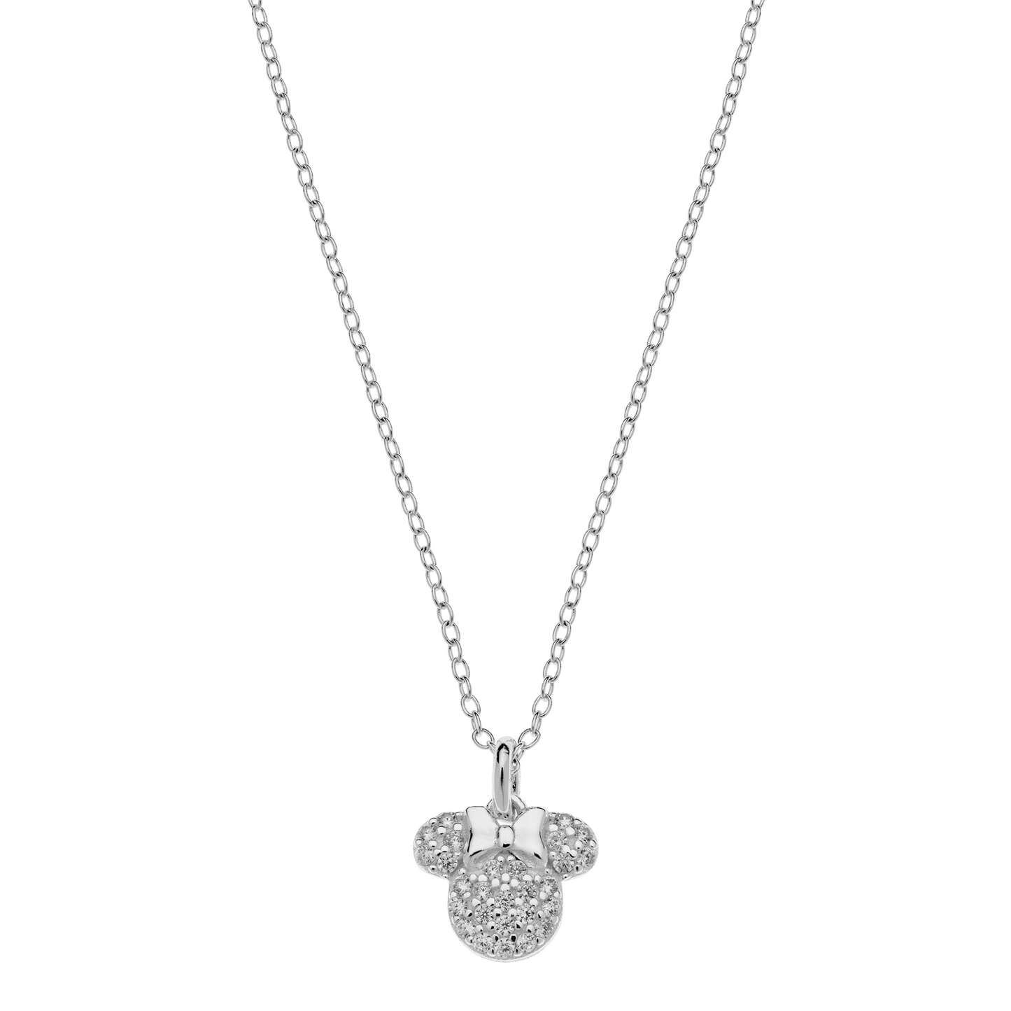 Sølv halskæde Minnie med  cubic zirconia i hele ansigt.