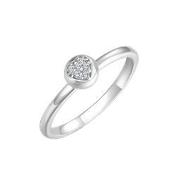 Sølv ring rhodineret kugle med hjerte