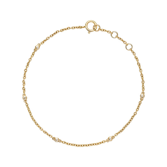8 kt. guld armbånd med diamanter 5x 0,005 ct W.SI 17-18-19 cm