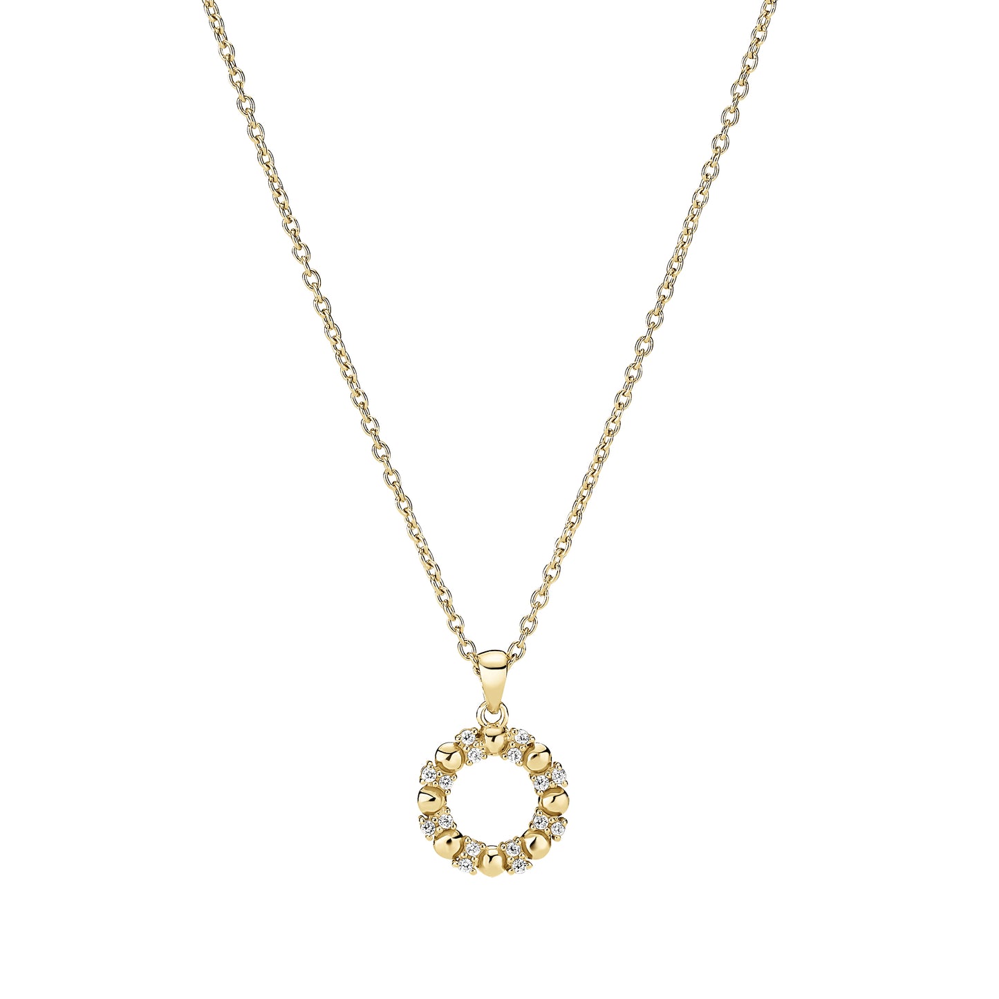 Sølv collier cirkel med zirkonia 48cm forgyldt 925