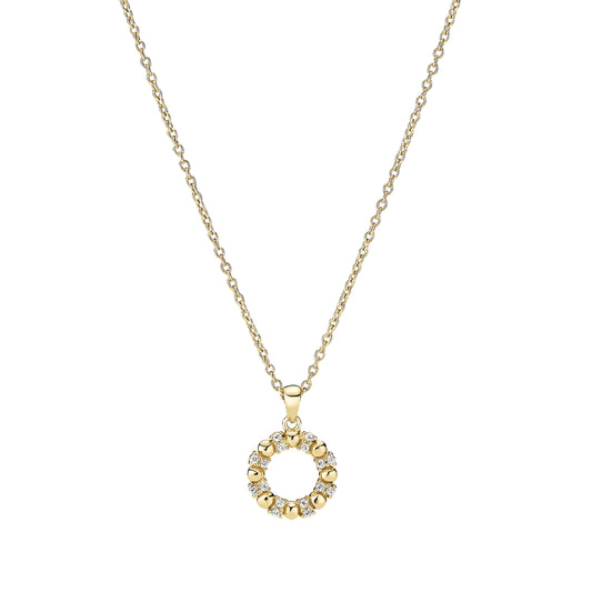 Sølv collier cirkel med zirkonia 48cm forgyldt 925