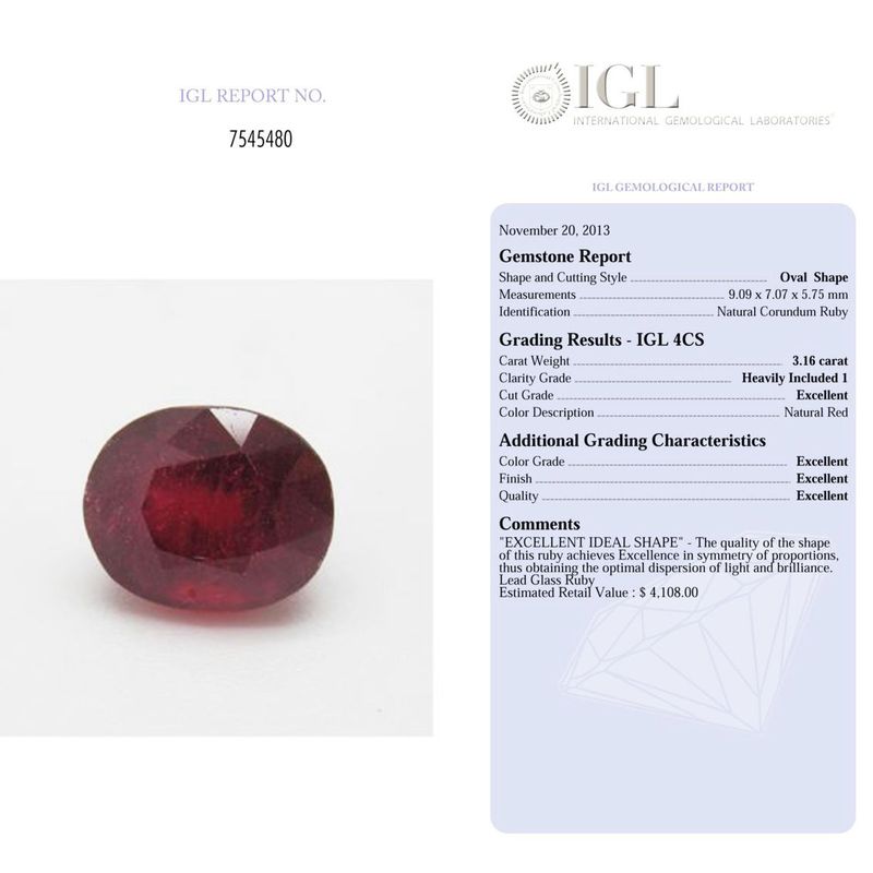 3.16 Carat Oval Gemstone - Ruby