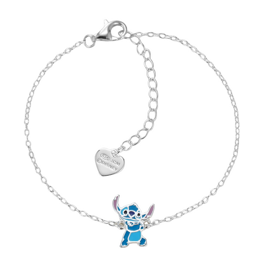 Sølv armbånd Stitch med hjerte i ende af kæden.