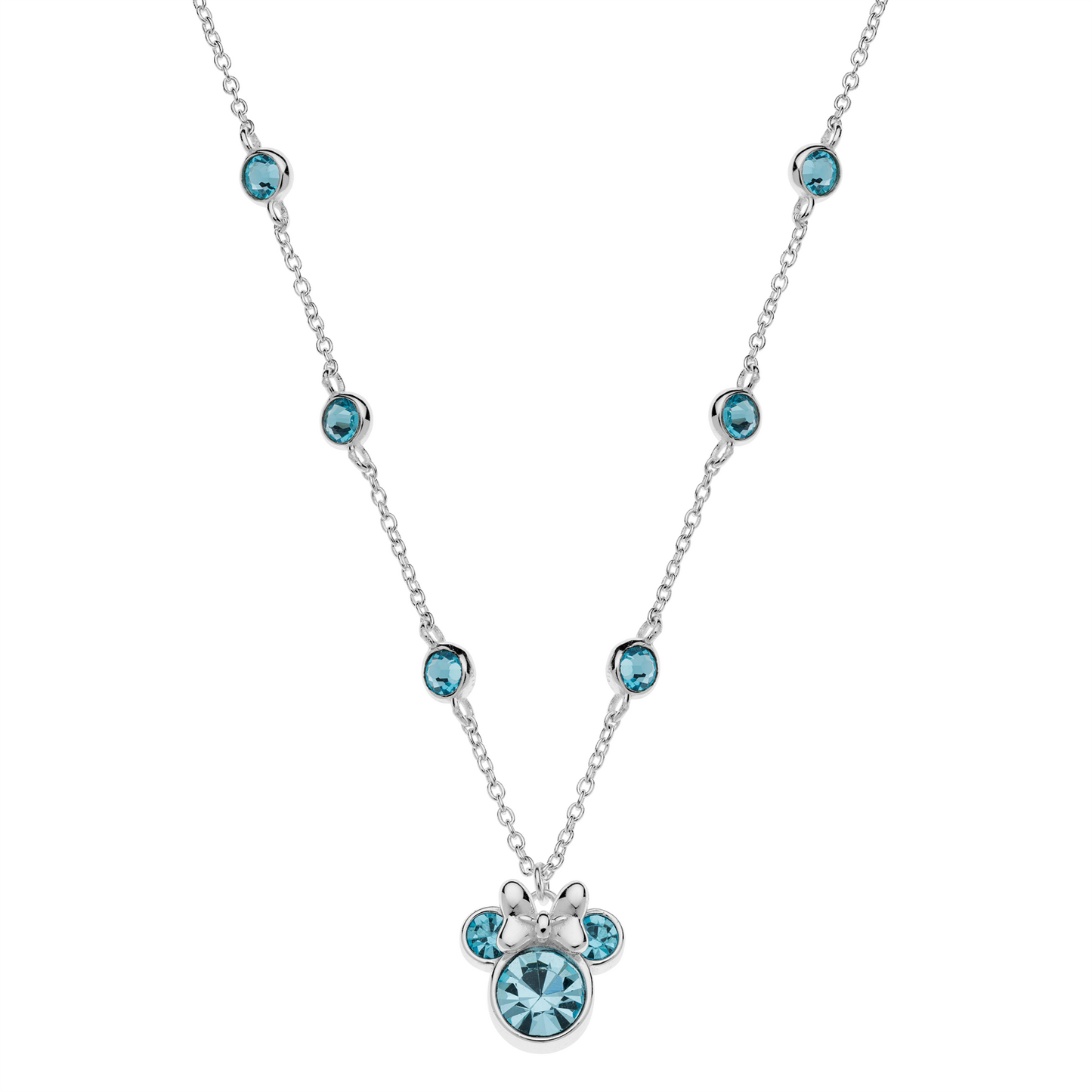 Sølv halskæde Minnie med en stor og 6 små sten