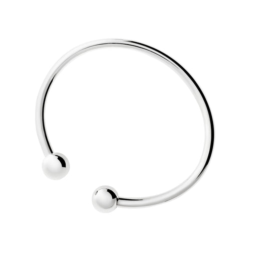 Sølv armring 4mm med kugle for hver ende 10mm