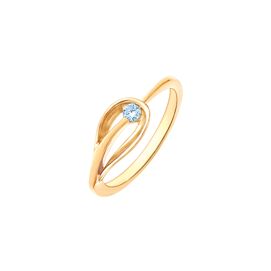 14 kt guldring, dråbe, med diamant