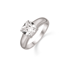 Sølv ring rhodineret firkantet isat cubic zirconia i 4 grabber