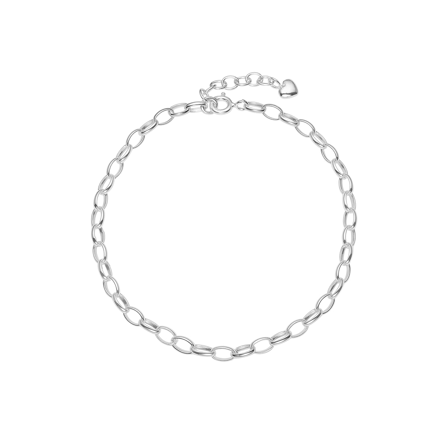 Sølv armbånd med lille hjerte 4x5 mm 17-18-19 cm