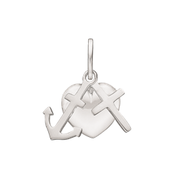 Sølv vedhæng tro, håb og kærlighed. Mål: 13 x 12 mm.