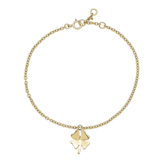 8 kt. guld armbånd med firkløver og zirkonia 17-18-19cm