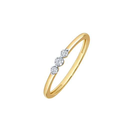 14 kt guldring med 3 diamanter