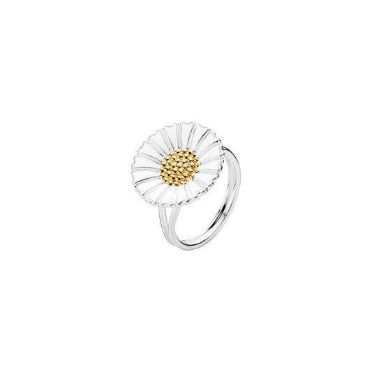 Marguerit ring, 24kt guldbelagt i midten -  sølv