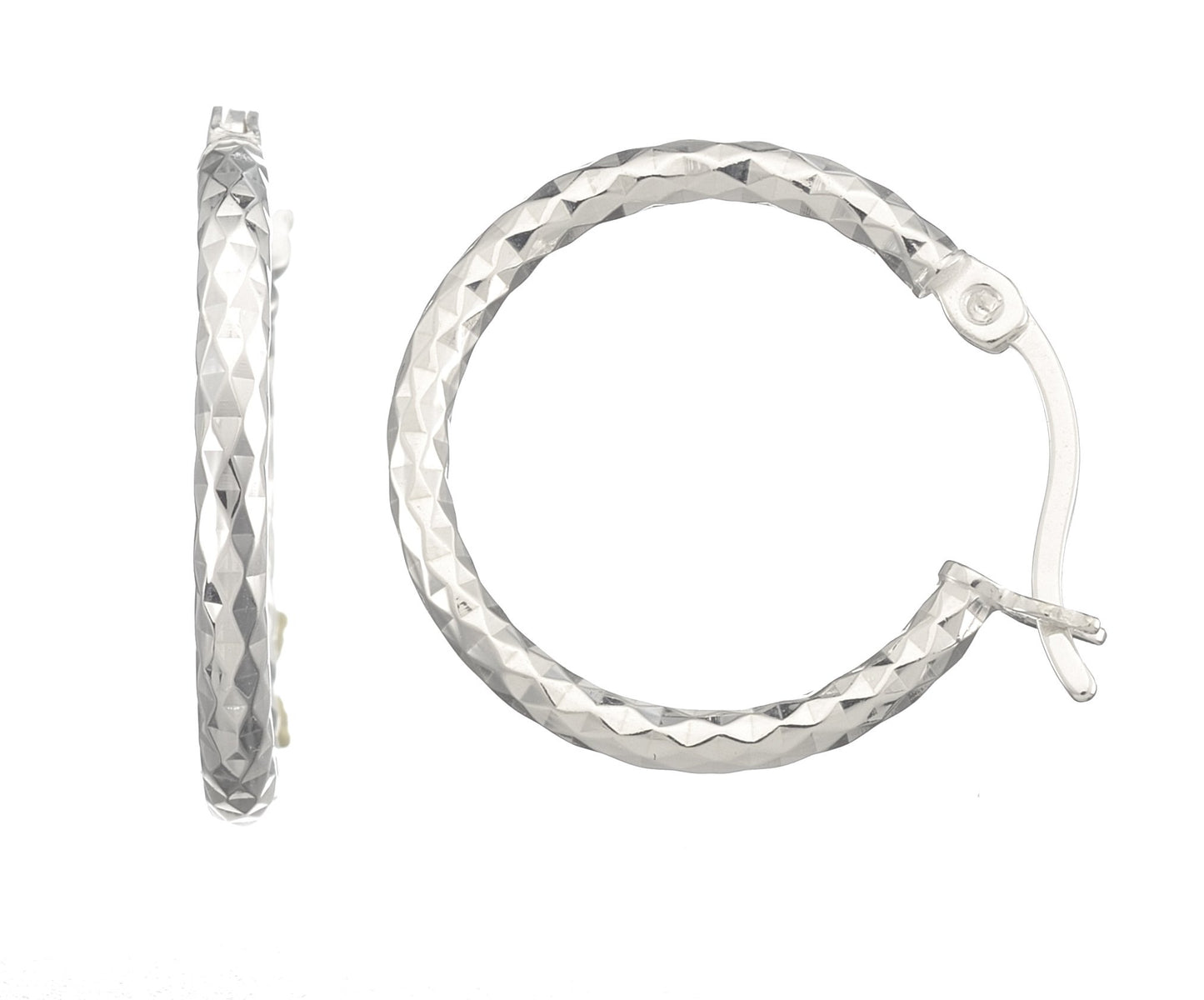 Sølv creol diamantskåret diameter 15mm