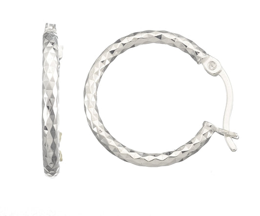 Sølv creol diamantskåret diameter 15mm