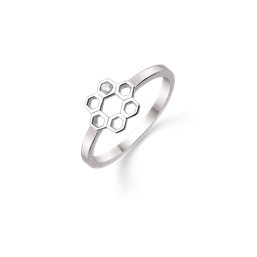 Sølv ring rhodineret 6 skæve cirkler en med syntetisk cubic zirconia.