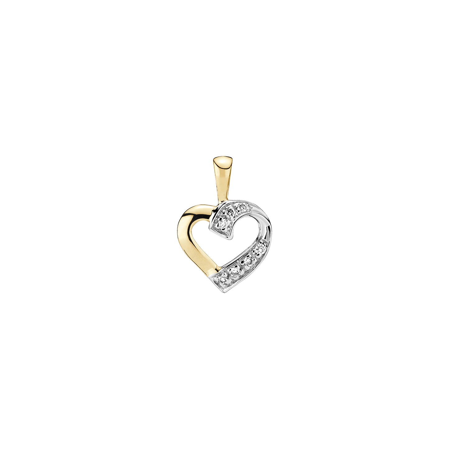 14 kt. guldvedhæng hjerte med diamanter 7x0,004 CT TC.P2
