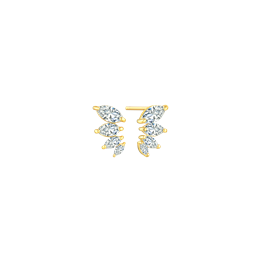 14 kt. guld ørestikker 4 ovale syntetiske cubic zirconiaer som bue.