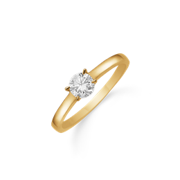 solitaire ring - 14 kt. guld ring med cubic zirconia i 4 grabber.