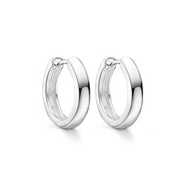 Sølv knækcreol hvælvet. Mål 3 x 15 mm.