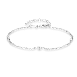 Sølv armbånd rhodineret kæde med oval kugler. Længde 17+ 3 cm.