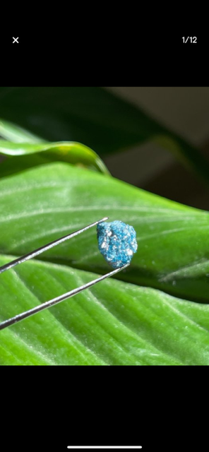 Diamantkrystal, rå uslebet, blå, 3.50 ct