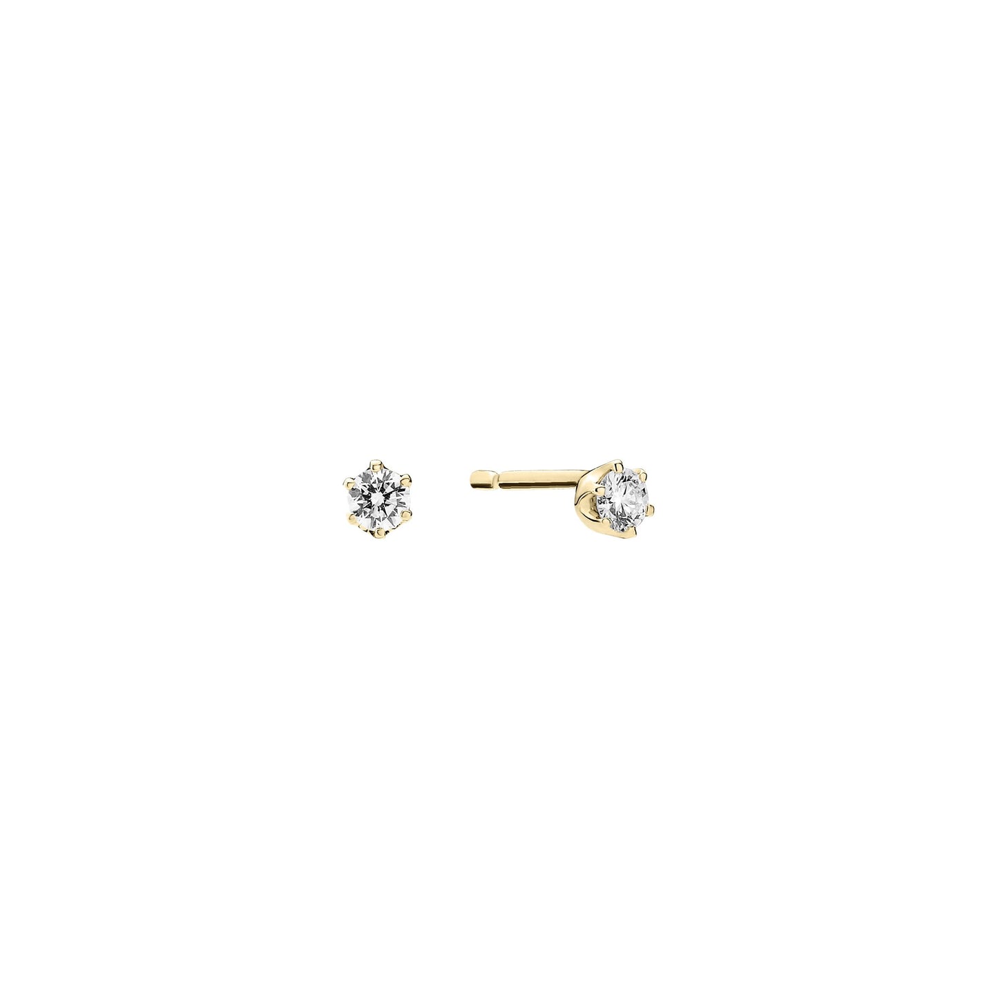 8 kt. guld ørestikker med lab grown diamanter 2x0,10 CT TW.VS