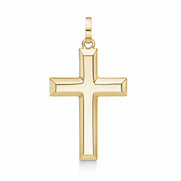 8 kt. guld vedhæng kantet kors. Mål: 17 x 27 mm.
