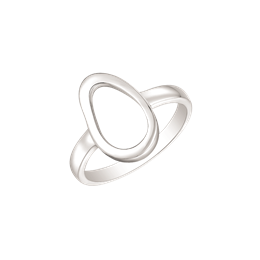Sølv ring rhodineret stor skæv oval.